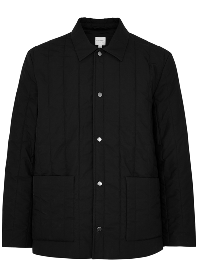Shop Sunspel Quilted Cotton Jacket In Black
