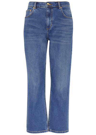 Shop Tory Burch Cropped Flared Jeans In Denim