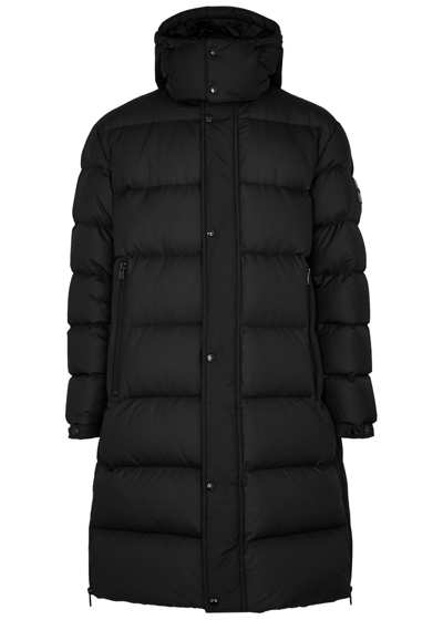 Shop Hugo Boss Boss Hooded Quilted Shell Coat In Black
