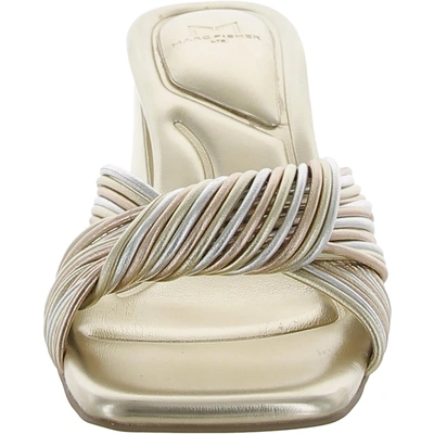Shop Marc Fisher Ltd Cherrie Womens Leather Peep-toe Slide Sandals In Silver