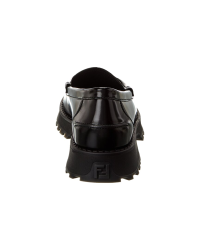 Shop Fendi O'lock Leather Loafer In Black