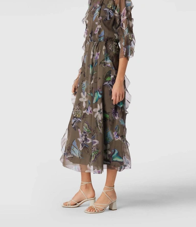 Shop Marc Cain Butterfly Dress In Olive Green In Multi