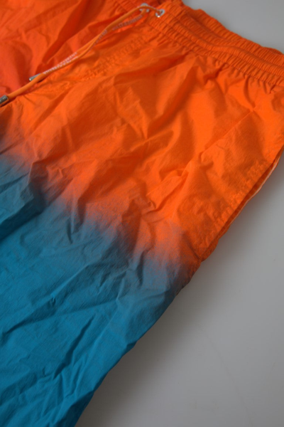 Shop Dolce & Gabbana Blue Gradient Beachwear Swimwear Men's Shorts In Orange