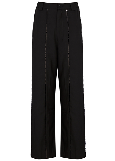 Shop Lovebirds Sparkle Sequin-embellished Twill Trousers In Black