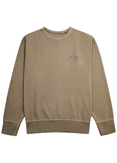 Shop Rag & Bone Damon Logo Cotton Sweatshirt In Beige
