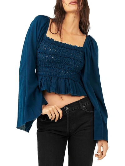 Shop Free People Afton Womens Smocked Bell Sleeve Cropped In Multi