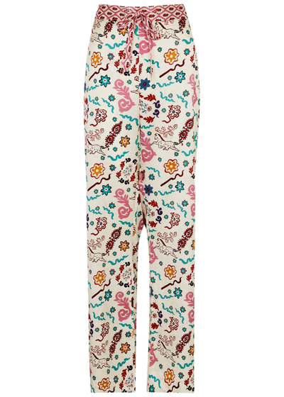 Shop Jessica Russell Flint Danpatch Silk-satin Pyjama Trousers In Multicoloured