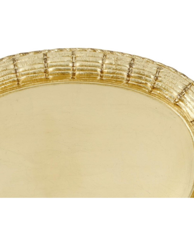 Vietri Florentine Wooden Accessories Gold Basketweave Large Oval Tray In Gold