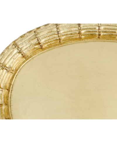 Vietri Florentine Wooden Accessories Gold Basketweave Large Oval Tray In Gold