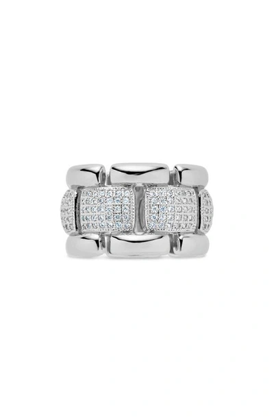 Shop Sterling Forever Avina Watch Chain Cz Pavé Ring In Silver