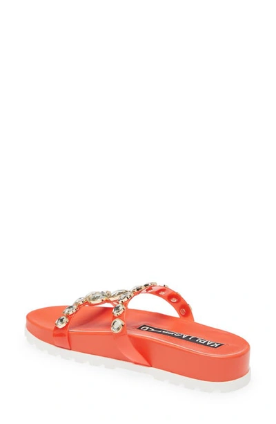 Shop Karl Lagerfeld Paris Belinda Embellished Clear Slide Sandal In Orange