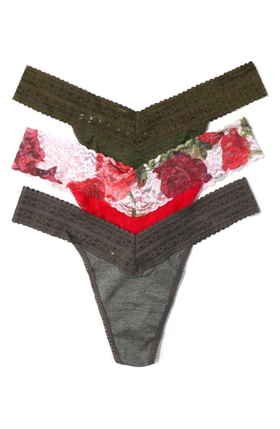 Shop Hanky Panky Assorted Thongs In Rsmg/ Rerr/ Hgra