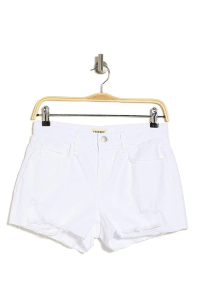 Shop L Agence L'agence Distressed Nonstretch Denim Cutoff Shorts In Blanc Destruct