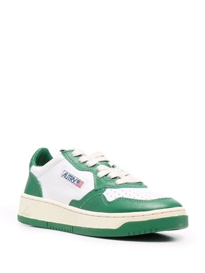 Shop Autry Women Medalist Low Leather Sneakers In Wb03 Wht/green