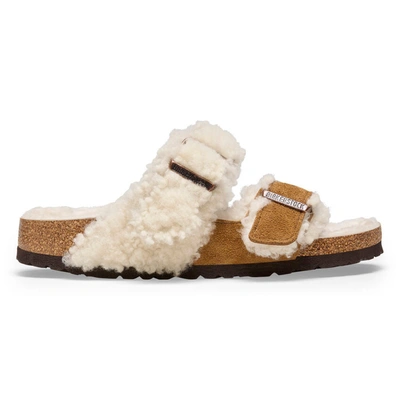 Shop Birkenstock Women Arizona Shearling Sandals In Shearling/suede/teddy Natural/mink