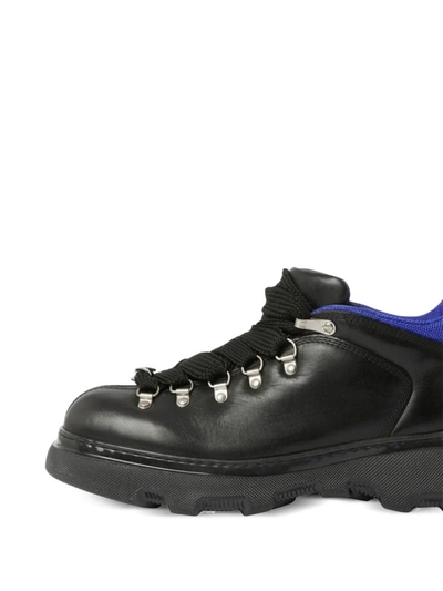 Shop Burberry Men Leather Trek Boots In Black