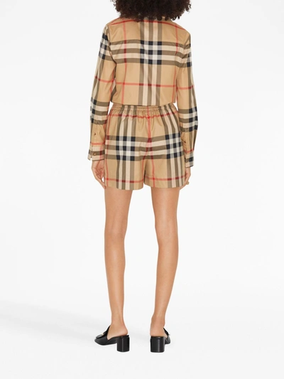 Shop Burberry Women Check Shorts In Archive Beige Ip Chk
