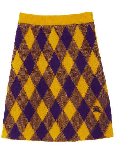 Shop Burberry Women Check Wool Skirt In Pear Ip Pattern
