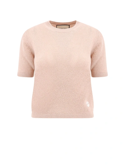 Shop Gucci Cashmere Sweater With Gg Logo Patch