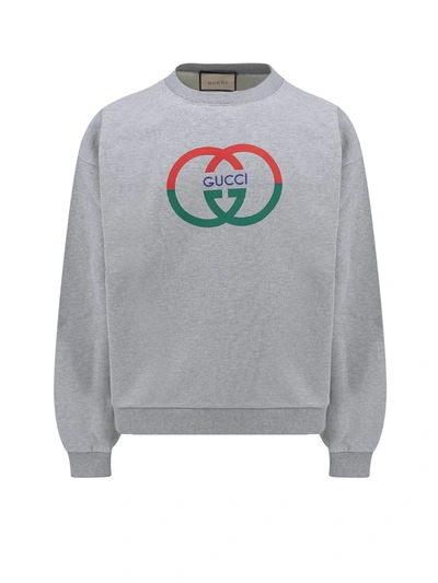 Shop Gucci Cotton Sweatshirt With Frontal Logo