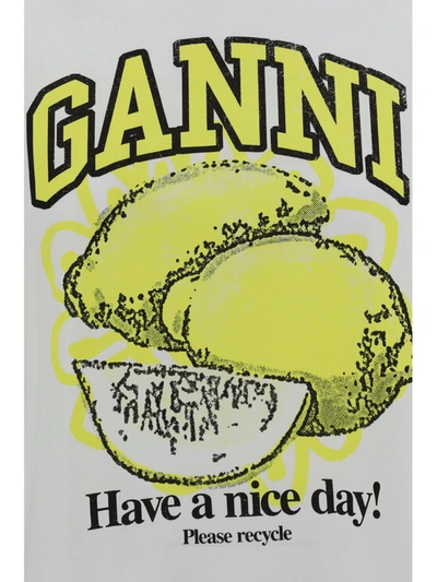 Shop Ganni Basic Jersey Lemon Relaxed T-shirt In Bright White