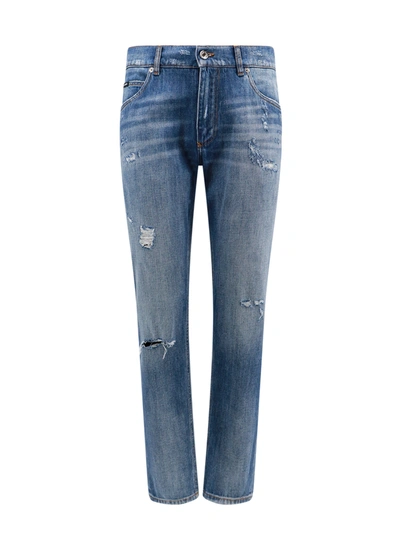 Shop Dolce & Gabbana Cotton Jeans With Ripped Effect