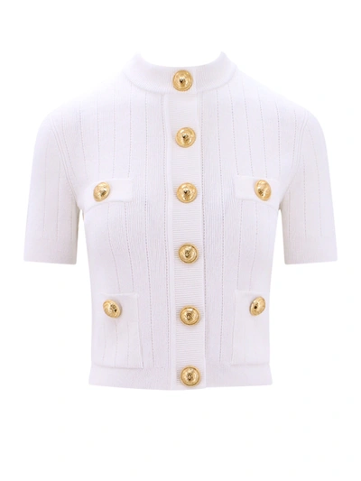 Shop Balmain Sustainable Viscose Cardigan With Iconic Buttons
