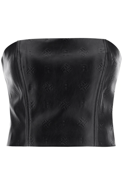 Shop Rotate Birger Christensen Faux Leather Cropped Top In Black