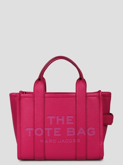 Shop Marc Jacobs The Leather Medium Tote Bag In Pink & Purple