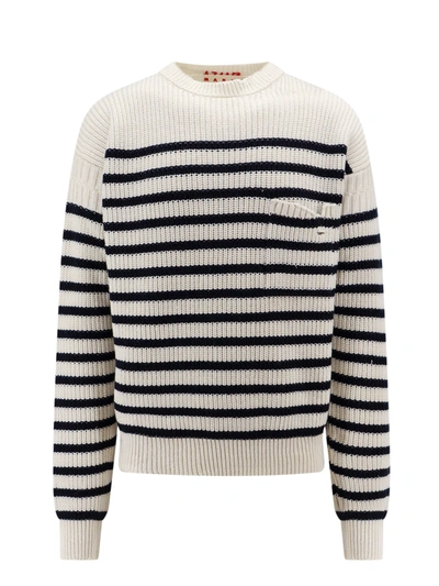 Shop Marni Virgin Wool Sweater With Striped Motif