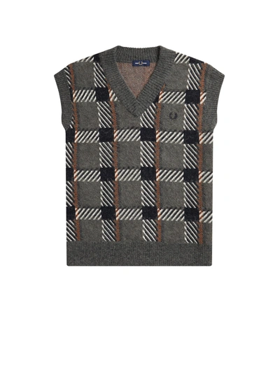 Shop Fred Perry Tartan Vest With Logo Embroidery