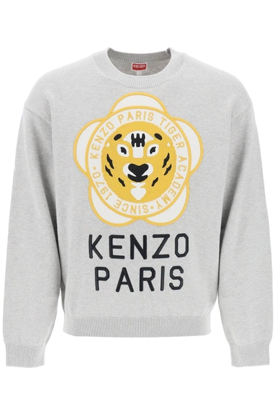 Shop Kenzo Tiger Academy Crew Neck Sweater In Grey