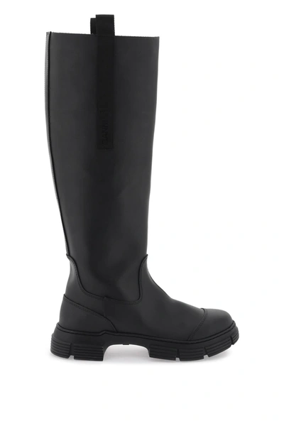 Shop Ganni Recycled Rubber Country Boots In Black