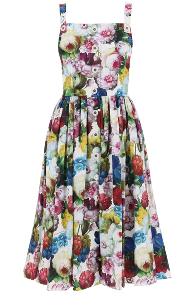 Shop Dolce & Gabbana Nocturnal Flower Print Shirt Dress In Multicolor
