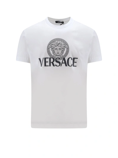 Shop Versace Jersey Cotton T-shirt With Iconic Print