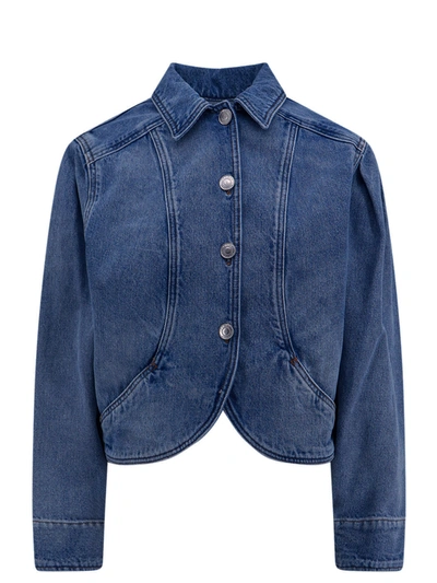 Shop Isabel Marant Denim Jacket With Rounded Profile