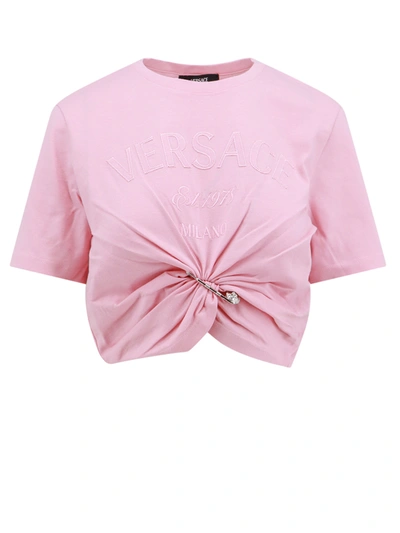 Shop Versace T-shirt In Pale Pink