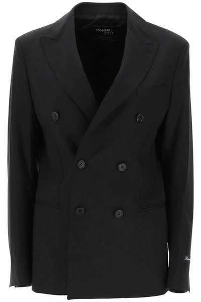 Shop Homme Girls Slim Fit Double Breasted Blazer In Black