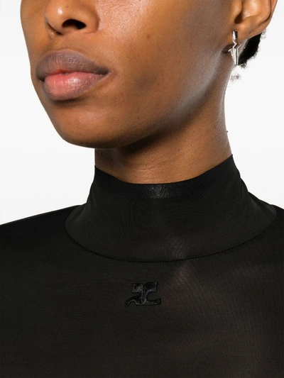 Shop Courrèges Courreges Women Mockneck 2nd Skin Top In 9999 Black