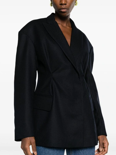 Shop Dries Van Noten Women Luxurious Wool Flannel From Lovat Mill Jacket In Navy