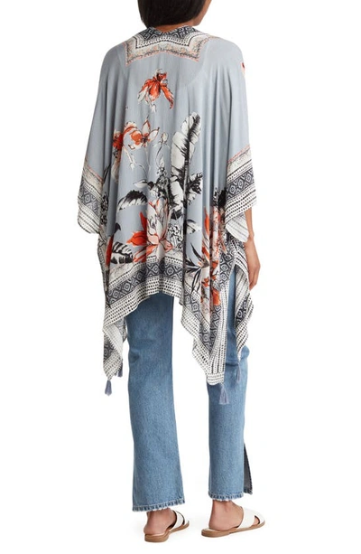 Shop Vince Camuto Tropical Blooms Ruana In Chambray