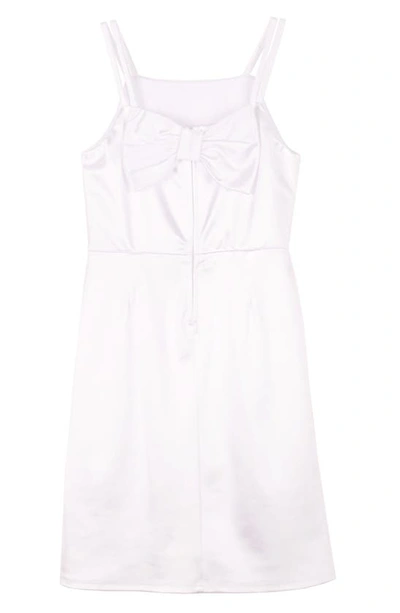 Shop Zunie Kids' Satin Ruched Bow Dress In White