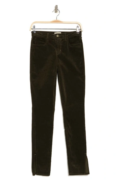 Shop L Agence L'agence Josie High Rise Split Hem Jeans In Hunter Green