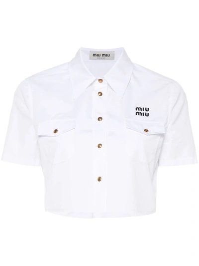 Shop Miu Miu Shirt With Pockets In White