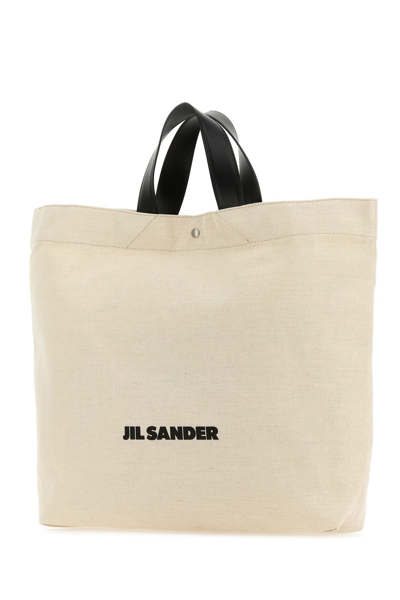 Jil Sander Leather Handles Canvas Tote