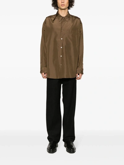 Shop Lemaire Women Relaxed Shirt In Dark Tobacco Br501