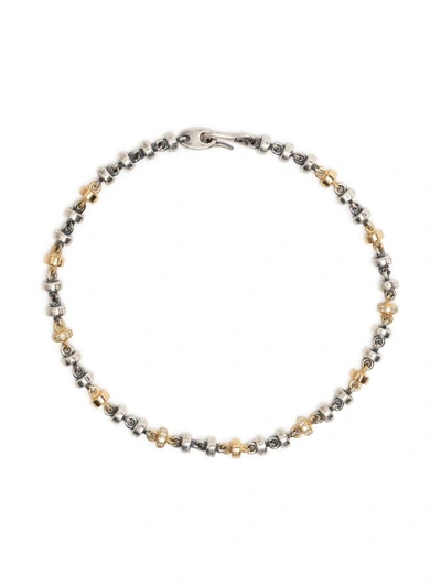 Shop Maor Omni 4mm Bracelet In Silver And Yellow Gold With White Diamond Detail In Silver/gold