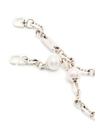 Shop Maor Sicar Necklace In Oxidized Silver With White Pearls