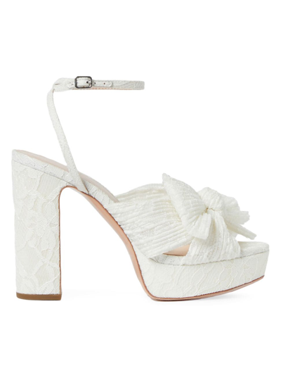 Shop Loeffler Randall Women's Natalia 110mm Lace Platform Sandals In White Cream