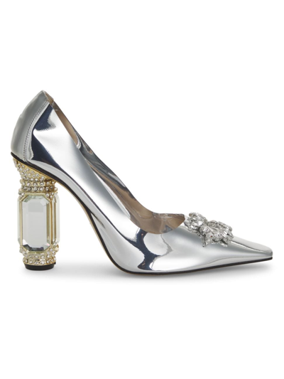 Shop Nalebe Women's Cruise Control Aurum 100mm Crystal-embellished Pumps In Silver